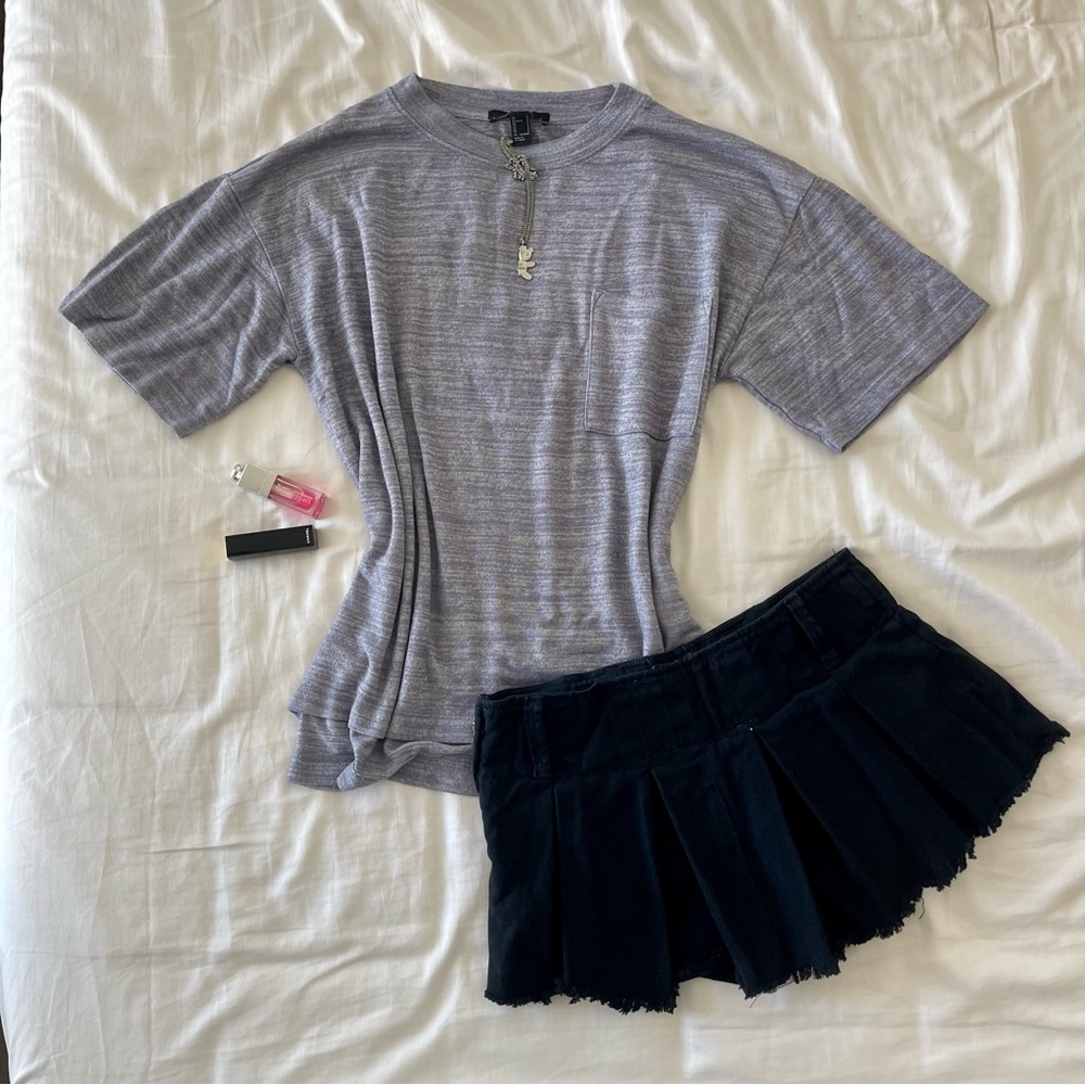 Grey Blue Oversized Tee
